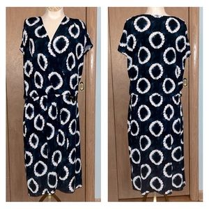Michael Kors Tie Dye Blue & White Print Faux Wrap V neck Dress size 2X